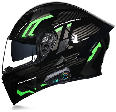 Modularer Motorradhelm Klapphelm mit Bluetooth Integrierter Roller Helm DOTECE-Zertifizierung KlappIntegralhelme mit Doppelvisier für Damen und Herren Bluetooth Motorrad Helm 7,L=59~60CM