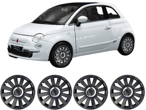 Darfox 14 Inch Wheel Trims – Set of 4 Hubcaps – Compatible with Fiat 500 – Plastic Covers for Steel Wheels (onxb)