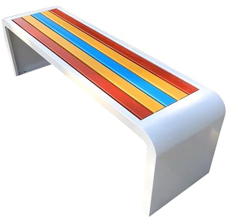 Utomhus Parkbänk, Trädgårdsbänk Med Galvaniserad Stålram, Lång Bänk För Utomhusgård, Köpcentrum, Torg Och Publika Sittplatser(White,39.3in/100cm)