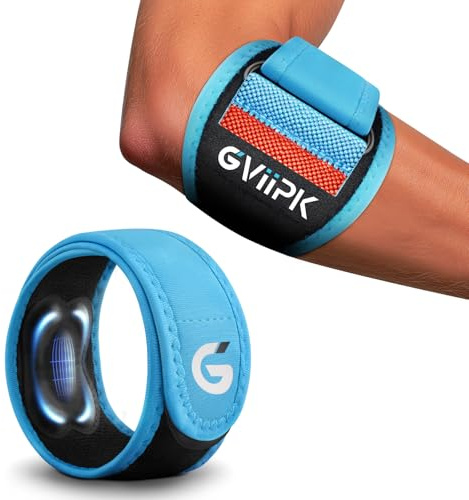 Gviipk 2026 Elbow Brace for Tendonitis and Tennis Elbow for Women Men, Breathable Tennis Elbow Strap with Compression Pad for Pain Relief, Adjustable Forearm Brace with Pressure Warning Design - 1Pack