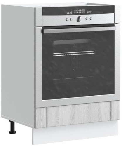 Teenpull Lucca Armoire de cuisine en bois gris sonoma avec pieds réglables pour four à micro-ondes et rangement peu encombrant
