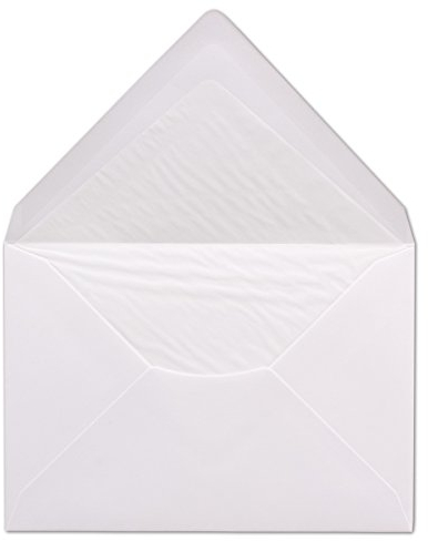 50 Briefumschläge DIN C6 - Weiß gefüttert mit weißem Seidenpapier - 11,4 x 16,2 cm - 100 g/m² Nassklebung Brief-Hüllen von Ihrem Glüxx-Agent