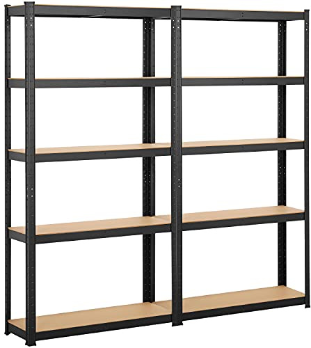 Yaheetech Estanteria Almacenaje Metalica Metalica Galvanizada Estanteria Almacenamiento de Cargas Pesadas Estante Trastero Metal Marco Metal 180x180x30cm Capacidad 175 KG Negro
