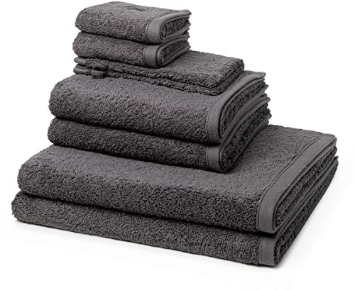 Ross - 8 teiliges Frottier-Set - Vita (2 X Wasch- 2 X Gäste- 2 X Dusch- 2 X Handtuch im Set) - 520 g/m2 - Baumwolle - Walkfrottee - saugstark - weich und flauschig - Schiefer