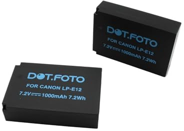 2 x Dot.Foto LP-E12 Premium Hohe Kapazität 7.2v / 1000mAh Akku für Canon EOS-M, M2, M10, M50, M50 Mark II, M100, M200, 100D / PowerShot SX70 HS