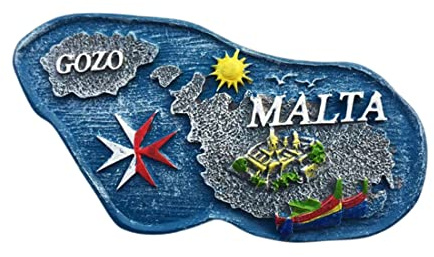 Gozo - Magnete da frigorifero in stile mappa di Malta, souvenir da viaggio, decorazione 3D, adesivo magnetico dipinto a mano, collezione artigianale