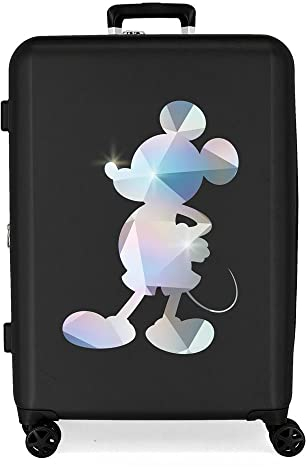 Disney 100 Special Shine Mickey Silver Medium Koffer Schwarz 48x70x26 cm Starres ABS Integrierter TSA-Verschluss 81L 3,98 kg 4 Doppelrollen