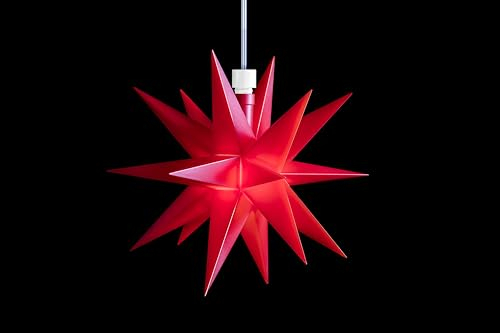 Sterntaler Dekostern | Weihnachtsstern Mini | 18-Zacker | Rot | 12cm | Innen | LED | Netzstecker | mit Timer