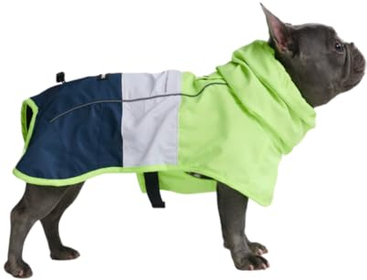 Spark Paws Hunderegenmantel, wasserdichte winddichte Regenjacke, für kleine, mittlere, große und extra große Hunde, reflektierend, atmungsaktiv, mit vollständigem Körperschutz Neon White Navy Blue, XL