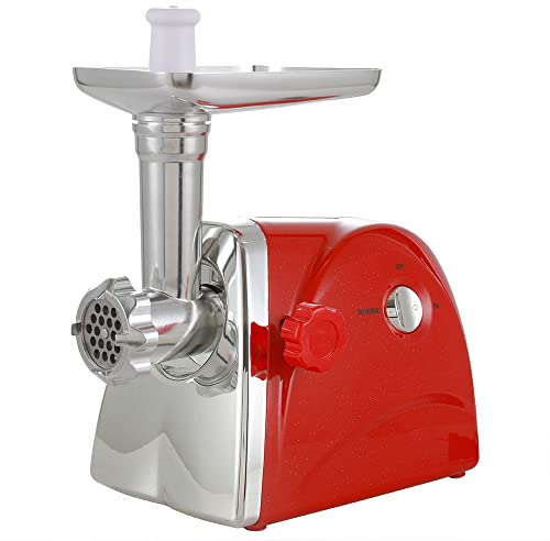 Tritacarne elettrico da 800 W, in acciaio inox, per salsicce, per uso domestico, colore: rosso