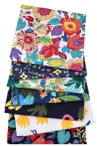 Zuasdvnk Paquete de tela de algodón – Tela de algodón con patrón de plantas de selva tropical – Cuadrados de tela acolchada cuadrada para costura, acolchado, manualidades, patchwork para coser
