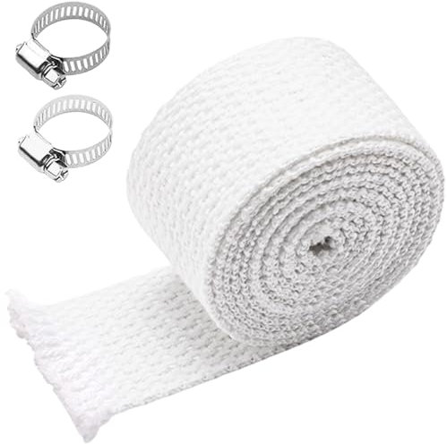Hitzeschutzband Auspuff Weiß, 25mm Standheizung, 300cm Hitzeschutzband für Auspuff, Hitzebeständiger Schlauch, Isolierung Schlauch High Temp Fiberglass Sleeving Für Heizungen Air-Klimaanlage (300)