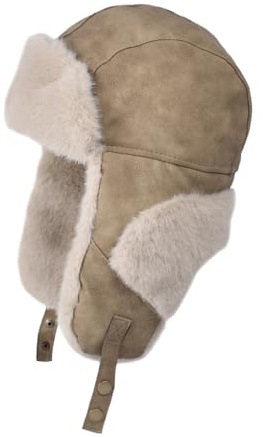 TAGVO Vinterfångarhatt, avslappnad rysk soldathatt för män och kvinnor, Ushanka bomberhattar med öronklaffar, vindsäker fleecefodrad Eskimohatt för kallt väder, Mocka, one size