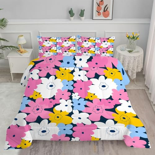 Linfye Bettdecke 155x220 4 Jahreszeiten Bunte Blumen Steppdecke 155x220 Vierjahreszeiten Schlafdecke Ganzjahresdecke, Bettdecke Ohne Bezug Bettdecken Wende Waschbar Antiallergisch BC86