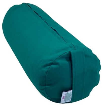 Yoga Bolster – Buckwheat Hull-Filled, 23cm x 63cm, 4.3kg – Eco-Friendly Support Cushion – 17 Colour Options (Emerald Green)