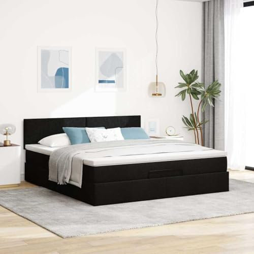 Willood Boxspringbett mit Matratze & LEDs Schwarz 180x200 cm Stoff Schlichtes Design