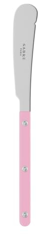 SABRE PARIS - Buttermesser 20cm - Bistrot - Rundes Messer Für Butter, Honig, Marmelade - Edelstahl & Nylon - Spülmaschinenfest - Rosa