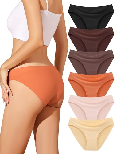 ANSUKOO Culotte Femme sans Couture Confortable,Culottes et Slips Invisible Taille Basse,sous-vêtements Sport Femme,Bas de Bikini Élastique Multipack,Seamless Womens Underwear Panties,Lot de 6