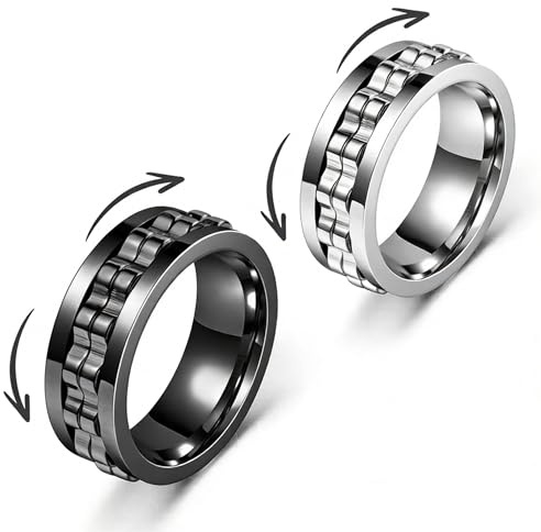 YTAXYZWR Anillos de ansiedad para Hombre/Mujer, Anillo para Adolescentes y niñas, Anillos giratorios Abiertos Ajustables para Hombre/Mujer ansiosas, Anillo Ajustable para