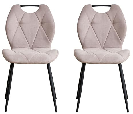 BenyLed Set med 4 matstolar, vadderade köksstolar med högt ryggstöd och handtag, armlösa tygstolar för hem och kontor, lägenhet (kaki, set med 2)