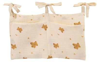 HUVZOR Bolso Colgante para Cama de Bebé, para Bebé Organizador Colgante para Pañales Bolsa de Almacenamiento de Cama 2 Bolsillos Organizador Cuna para Juguetes PañAles Ropa