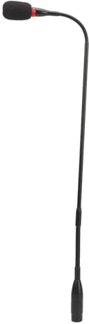 Agatige Micrófono de Cuello de Cisne, Condensador 23,2 Pulgadas, Enchufe Recto 3 Pines, Flexible con indicador, micrófono aleación Aluminio algodón a Prueba Viento, Soportes Metal Negro