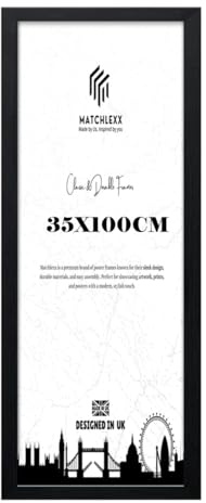 MatchLexx® Durable Large Panoramic Poster Frame Black Finish (35 x 100 CM) - 13.77 x 39 Inch | 350 x 1000 mm MDF Wooden Frame Shatter-Proof Acrylic Front | Horizontal & Vertical 100 X 35cm