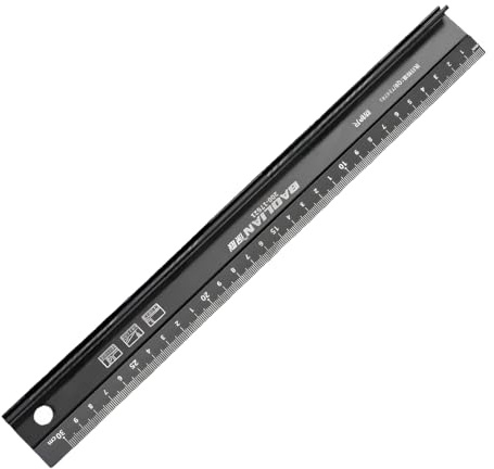30cm Metal Ruler for Cutting with Finger Guard - Heavy Duty Aluminium Safety Craft Ruler with Anti-Slip Backing & Anti-Smudge Raised Edge, Laser Scale Steel Ruler 30cm for DIY, Artists, Architects
