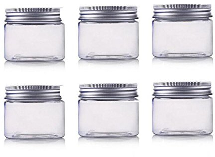 250ml / 8oz barattoli Pet contenitori cosmetici trucco casi supporti vuoto con tappo a vite in alluminio argentato, perfetti per le labbra ombretto polvere cosmetici e crema per il viso lozione