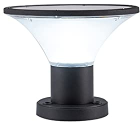 WRMING 5W LED Solar Pollerleuchte für Aussen,IP65 Schwarz Sockelleuchte,Moderne Design Gartenlampe,mit Schalter, Aluguss Outdoor Wegeleuchten für Gehwege Einfahrten,3000k/4000k/6000k,500lm