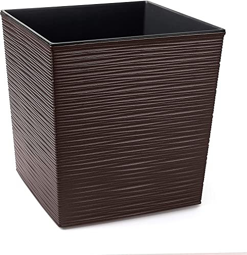 Gordanluk Low Flowerpot Square Textured Flowerpot with internal liner indoor plant pot large plant pots outdoor plant stand (Brown, 40 x 40 x 41cm)