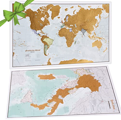Maps International - Mappa del Mondo Scratch + Offerta Gratuita una Mappa Italia da grattare - 59 x 42 cm