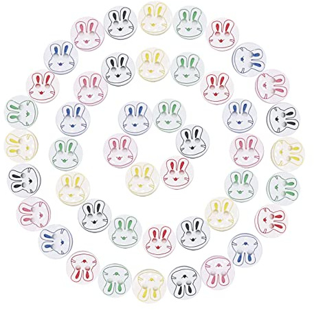 jeufun Colorful Resin Buttons for Baby Kids Cardigans Knitting Sewing Button80pcs 12mm Round Sewing Buttons Plastic Cute Rabbit Crafting Buttons for Art Craft Child Clothing Sewing Painting DIY Decor