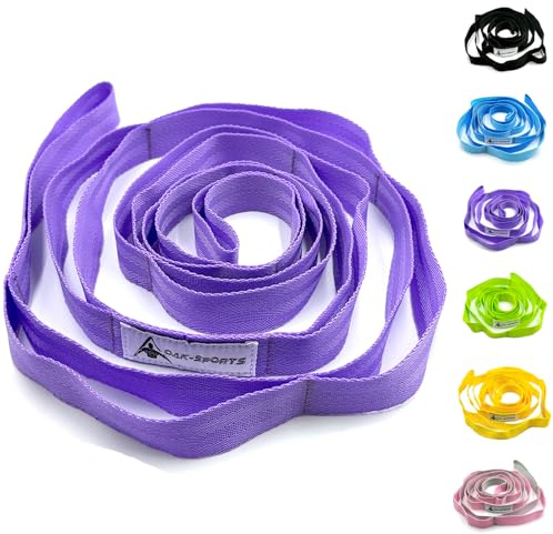 Stretching Strap Yoga Strap with Loops, Stretch Straps for Physical Therapy, Non-Elastic Exercise Strap for Pilates, Dance and Gymnastics with Workout Guide (Purple)