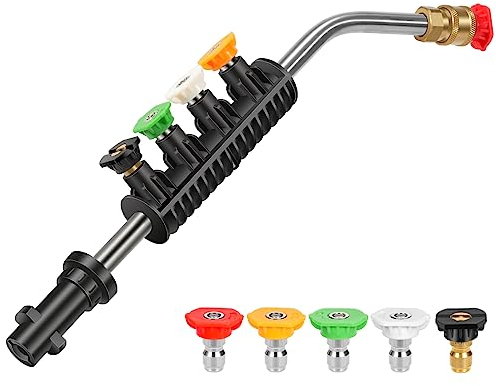 Hochdruckreiniger Lanzen Verlängerungsstab, Hochdruckreiniger Pistolen Zubehör Sprühlanze mit 5 Ersatzdüsen, 30 Grad Dachrinnenstangenreiniger Aufsatz für die Autowäsche