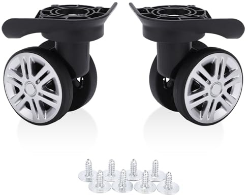 1 paire de roulettes pour valise, 9 x 6 cm/3,5 x 2,4 pouces double rangée rotation silencieuse à 360 roulettes pour valise roulante pour voyages d'affaires