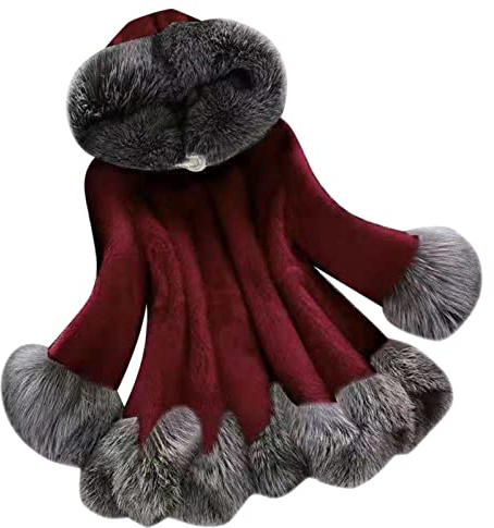 TDEOK Giacca in pelliccia da donna, a maniche lunghe, elegante, in pelliccia sintetica, giacca invernale con colletto in pelliccia, giacca invernale per le mezze stagioni, cappotto in pelliccia