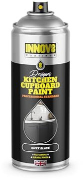 DESIGNER BEDROOM FURNITURE SPRAY PAINT - DIY - WARDROBE CUPBOARD FURNITURE - No Primer or Top Coat - Satin Finish - 400 ml AEROSOL - Calla BLACK - 10 Year Guarantee Wood MDF Plastic Metal - Fast Dry