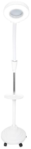 Lámpara de pie LED con Lupa 8X – Luz fría, 120 LED, Altura Ajustable, Base Estable y Bandeja para Herramientas, Ideal para Tatuajes y estética Profesional.