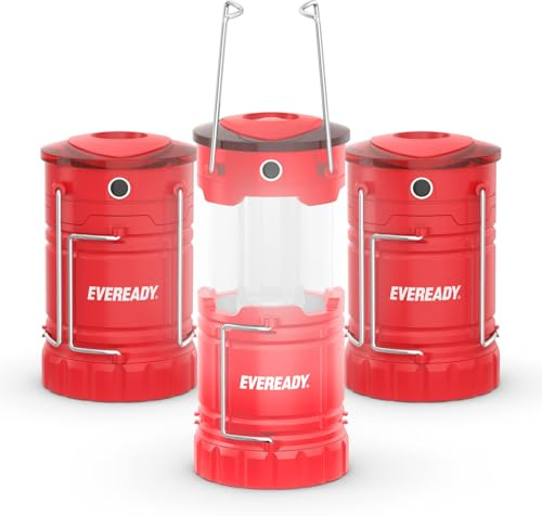Eveready LED Camping Lantern 360 PRO (3-Pack), Super Bright Tent Lights, IPX4 Water Resistant LED Lanterns for Power Outage Hurricane Preparedness, (Batteries Included)