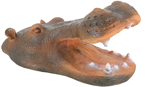 Happyyami Statua Ippopotamo Testa Galleggiante in Resina Per Giardino e Decorazione Animale Realistica Ornamento Vividamente e Leggero Per Spazi Esterni