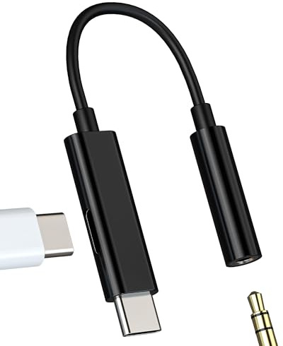 Adaptador Jack USB C a 3,5 mm Auriculares Cargador (2 en 1) para iPhone 16 15 Pro Cable de audio para Apple para iPad Toma de carga Conector DAC AUX Compatible con Samsung Galaxy S24 S23 Ultra