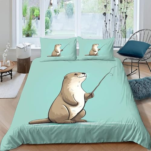 Double Bed Duvet Cover Set Bedding 200X200 Cm Animal Beaver 3D Printed Quilt Duvet Cover With Zipper Closure For Teens And Adults Ultra Soft Bedding(2 Pillowcases ) -83338973516