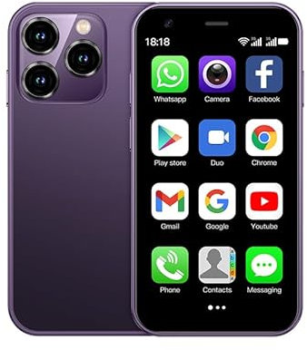 CatCalls Mini Smartphone Unlocked 4G Mobile Phone, 3.0 inches,32GB【Expandable up to 128GB】,Dual SIM Dual Camera, Android 10.0,Support WiFi Bluetooth Backup Phone (XS15-Purple)