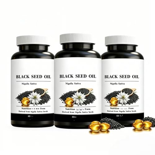 Svartfröolja, kallpressad Nigella Sativa för leder, hår och hudstöd, 60 tal,3PCS
