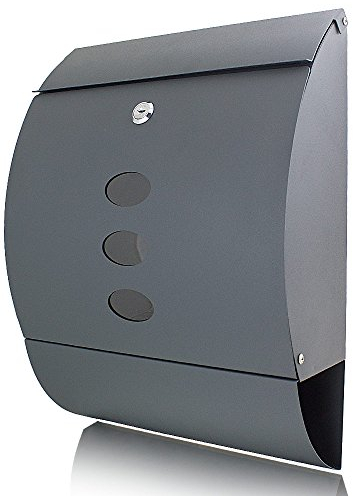 BITUXX Briefkasten grau anthrazit halbrund Postbriefkasten Wandbriefkasten Zeitungsfach