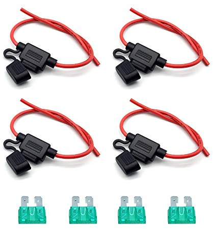 FUJIE 4 Stück KFZ Sicherungshalter Gehäuse Vergossen Flachsicherungen 32V/30A Inline Wasserdichte Box Stecker mit voll Vergossenem Gehäuse