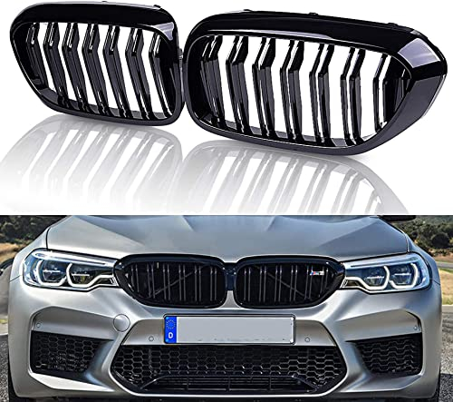 Gangying G30 Kühlergrill, G31 Nieren Schwarz passend für BMW 5er G30 G31 Grill Nieren Schwarz 2017-2020 Doppellamellen schwarz glänzende Grills