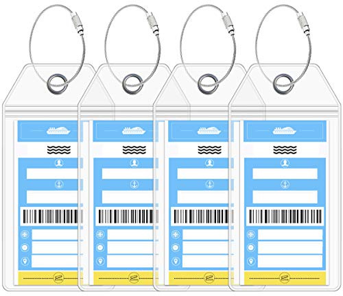 Cruise On NCL Cruise Luggage Tag Holder (4 Pack) – Fits Printed Norwegian Ship Tags – 2026 & 2027 Cruise Essentials – Clear, Durable & Waterproof Luggage Tags for Smooth Sailing