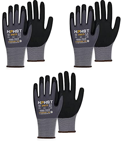 Gants de travail - HPHST SF001TS - 3 paires de gants de montage pour homme et femme - Design ergonomique - Gants de jardin taille 10/XL